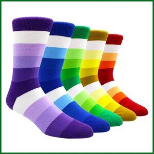 Cotton Crew Socks, Striped Pattern Dress Socks, Funny Casual Socks